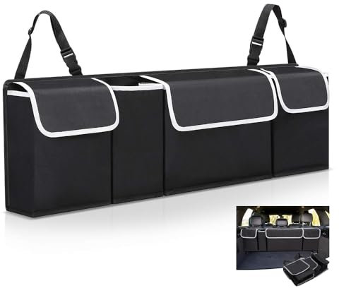 WSXCDE Auto Kofferraum Organizer, für VW CC T-ROC Bora Jetta Golf Golf GTI T-Cross Hängend Kofferraumtasche Zusammenklappbar Wasserdicht Auto Rücksitz Organizer Mit Netztaschen