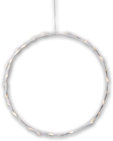 Star Trading 691-35 LED-Kranz Crispy weiß, Kunststoff, Ø 35 cm, Ring, 30 ww LED, Batterie, Timer, 1 m Kabel, Vierfarb-Karton