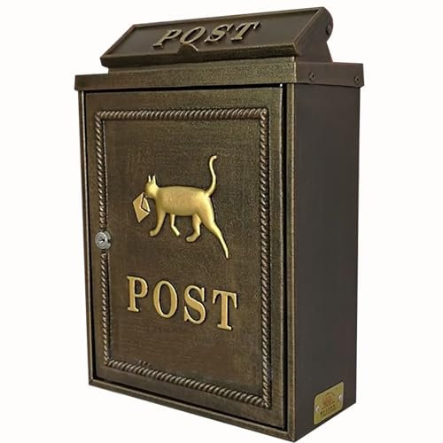 YCXJB Cassetta delle Lettere da Esterno Cassetta Postale con Serratura a Chiave, Cassetta per Pacchi Corriere con Serratura a Parete per Casa, Cassette Postali Condominiali(Gold)
