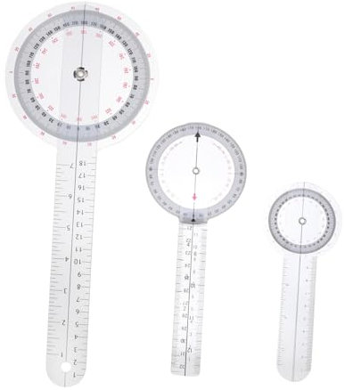 Mikikit 3pcs Portable PVC Goniometer Protractor Set with Precision Angle Finder Multifunctional Measuring Ruler for Scenarios Suitable for Doctors and Students