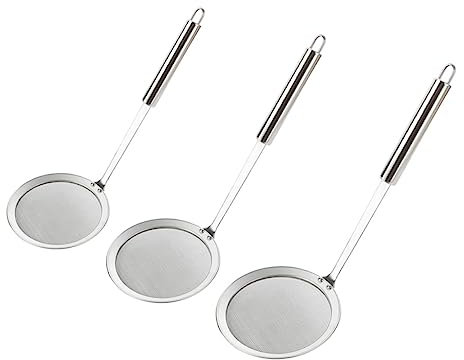 OFFSCH 3 Piezas Cuchara De Filtro Doméstica Colador Doméstico Colador De Acero Inoxidable Silver