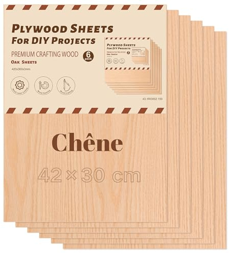 ROBOTIME Contreplaqué Chêne 3mm A3 Lot de 6 Planche Bois Brut Bouleau Panneau Feuille Découpe Pyrogravure Gavure Laser Bois Rectangulaire