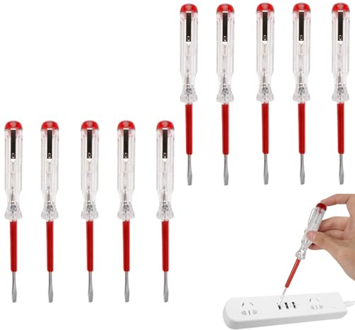 10 Stücke 3,0 Mm Phasenprüfer Schraubendreher Mit Ansteckclip Aus Metall | 100~250V Spannungsprüfer Schraubendreher, Verstärkung Spannungsprüfstift Für Haushalt Baustelle Erkennung Gleichstromkreisen