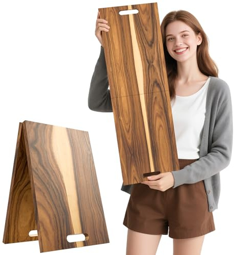 Acacia Wood Boards - Extra Large Charcuterie Board, Oversized 36 x 12 Inch Wood Serving Platter with Handles, Foldable Long Wooden Tray for Parties, Grazing & Appetizers
