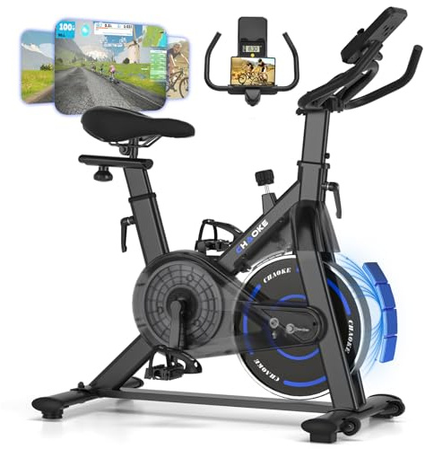 CHAOKE Cyclette da Casa con App, Cyclette per Casa Magnetoresistanza ultra Silenziosa 10dB, con Applicazione, Sedile Morbido e Traspirante e Schermo LCD, Peso Massimo di 150KG Cyclette Professionale