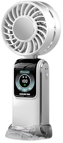 Genérico Fans de mano de mano - Fan de recargable | Ventilador eléctrico de la | Plegable gadget de circulador de aire pequeño con pantalla digital | Gadget de enfriamiento de viajes con escritorio