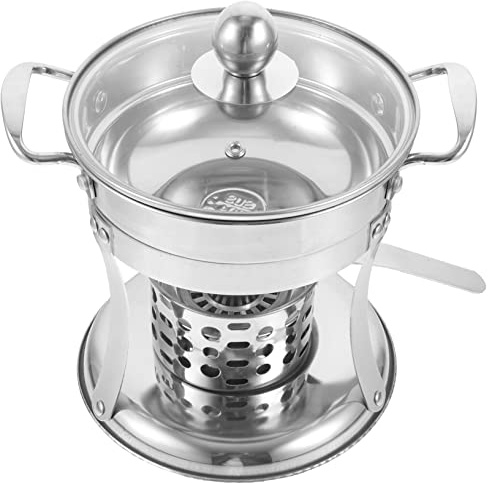 Milisten Caldera De Acero Inoxidable Fondue con Hornillo para Cenas Casa Olla Pequeña Multifuncional para Cocina y Sopa