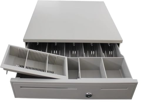 Registrierkassen Kassenschublade Elektronische Kassenschublade Herausnehmbares Münzfach Tresor Spardose Groß Mit Schlüsselschloss(Bianco)