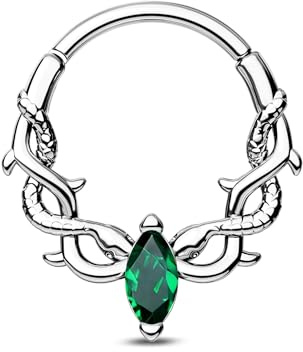 CM Crareesi Mania 16G Septum Piercing Schlange Daith Piercing Schmuck Silber Helix Ohr Ring 316l Edelstahl Daith Septum Clicker Schmuck für Frauen 8 10 mm