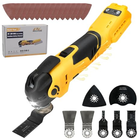 Multiherramientas oscilantes inalámbricas para batería Dewalt de 18 V/20 V, multiherramienta sin escobillas de 300 W con 5 velocidades variables, ángulo de oscilación de 4°, kit de herramientas