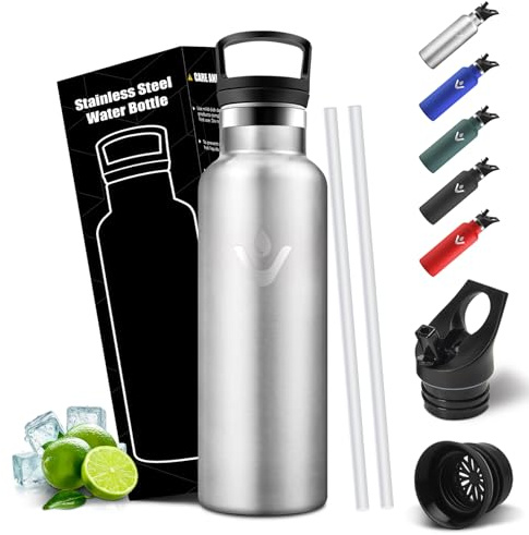 Mulbijeo Borraccia Termica Bambini, 18/8 Acciaio Inox, Termos 500ML, Senza BPA, Bottiglia Termica, Sottovuoto a Doppia Parete, Bottiglia Termiche con Cannuccia, Borracce per Scuola, Sport, Outdoor