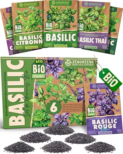 ZenGreens® - Bio Basilikumsamen im 6er Set - 6 Basilikum Samen für den einfachen Anbau im Garten, Balkon oder Hochbeet - Pflanzensamen - Saatgut