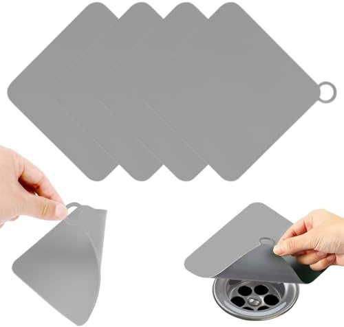 Tappo per Scarico in Silicone Antiodore, 4 Pezzi Copri Scarico Doccia Tappo per Vasca in Silicone per lo Scarico del Pavimento, Copertura Deodorante per Doccia, Bagno, Cucina, Lavanderia