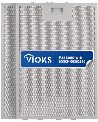 VIOKS 2 x fettfilter köksfläkt metallfilter 320 x 220 mm ersättning för Bosch 00362380 00351190 köksfläktfilter – metallfettfilter köksfläkt med ensidig upplåsning