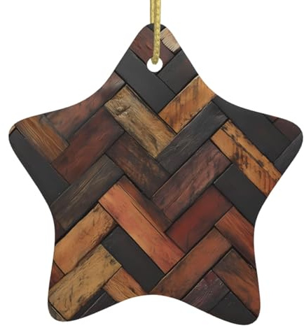 Adorno de estrella colgante de cerámica para árbol de Navidad, madera dispersa impresa para decoración del hogar, exhibiciones comerciales
