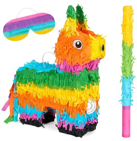 Piñata Set for Kids Party - Full Party Game Kit with Hitting Stick, Blindfold & Confetti Filler, Perfect for Birthday Party Decorations for Boys and Girls - Pop Pop Piñata,Multicolored...