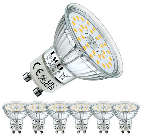 EACLL Lampadine LED GU10 bianco neutro, 7 W equivalenti alogene 100 W, confezione da 6, 4000 K, 730 lumen, illuminazione senza sfarfallio, fascio ampio 120 gradi, non dimmerabile AC 230 V, lampada a
