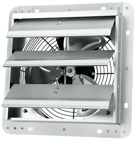 Ventilatore di Scarico, Ventilatore di scarico da 820 CFM, ventilatore in alluminio da 45 W, motore ad alte prestazioni, tapparella automatica, ventilazione for impieghi gravosi, garage e soffitte
