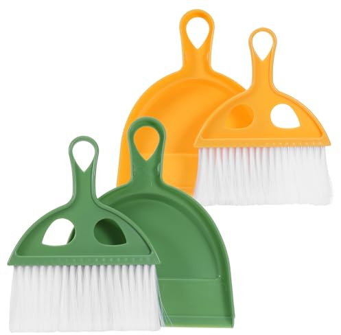 WEKADRIN 2 Juegos Compacto de Mini Escoba y Recogedor de Mano para Escritorio Cepillo de Polvo Portátil para Limpieza Rápida Oficina Cocina y Hogar Set y Fácil de Guardar para Mesas y