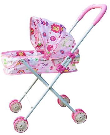 Sharplace Poussette pour poupée, Jouet à Pousser avec Capote, Pliable, à Pousser et à Tirer, pour Jeux d'imitation à la Maison et à l'extérieur, idéal, Rouge