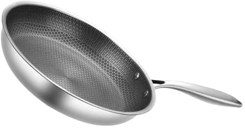 TOYANDONA Padella Antiaderente con Rivestimento Nido d Ape in Acciaio Inox Padella Piatta Resistente e Facile da Pulire per Fornelli Gas Induzione e Elettrici Distribuzione Uniforme