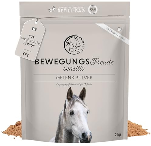 Annimally Gelenk Pulver für Pferde 2kg mit Kollagen, Kamille, MSM (Schwefel), Glucosamin, Hyaluronsäure, Chondroitin - Zusatzfutter für die Stärkung der Gelenke beim Pferd - Alternative zu Liquid