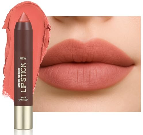 Erinde Lápiz labial mate Crayon, delineador de labios con textura aterciopelada cremosa, lápiz labial de larga duración y resistente a las manchas, no seca los labios, ideal para viajes #02