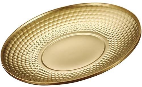 MAGICLULU Assiette Ronde en Acier Inoxydable Or, Plateau Métallique Créatif et Léger, Facile à Entretenir, pour Camping et Présentation de Fruits