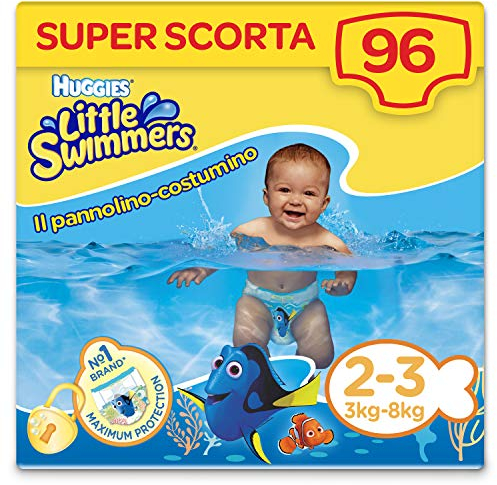 Huggies Little Swimmers, Pannolino Costumino, Taglia 2-3 (5-11 kg), Elasticizzato, Design Disney, 96 Pz