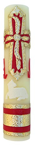 Easter Lent Candle Alpha Omega Sheep Catholic Candle