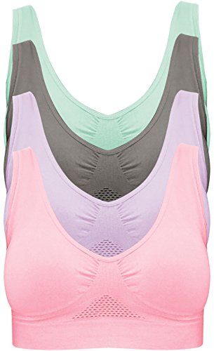 Soutien-Gorge sans Armatures : Soutien-Gorge de Sport sans Couture en Lot de 4 - Largeur de Bretelles agréable et Ajustement Confortable - pour Le Sport, Les Loisirs et Le Travail