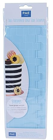 PME Stripe Patterned Side Scraper for Cake Decorating-10 inches, Transparent