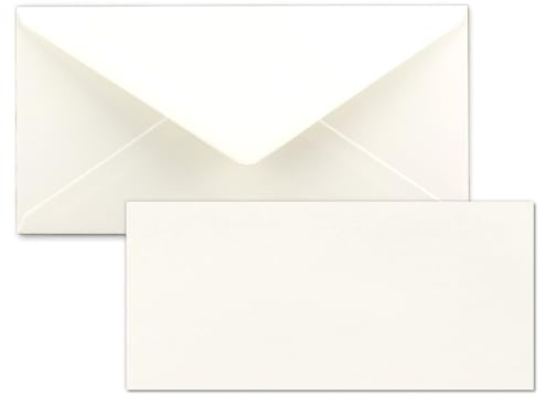 FarbenFroh by GUSTAV NEUSER 50x Stück Karte mit Umschlag Set Einzel-Karten Din Lang 9,9 x 21 cm Naturweiß mit Brief-Umschlägen DIN Lang 11 x 22 cm Naturweiß Nassklebung