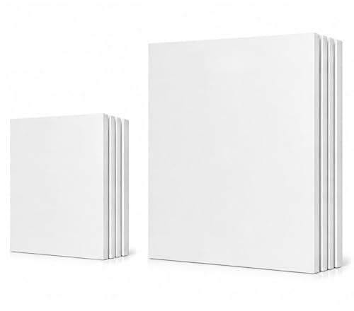 Artme Tela intelaiate 8 pezzi (24x30CM-4pk, 30x40CM-4pk) Tela pre-stirata per artisti / 280GSM 100% cotone/triplo con innesto/senza acidi/grana media/ 1,7 cm - acrilico/olio