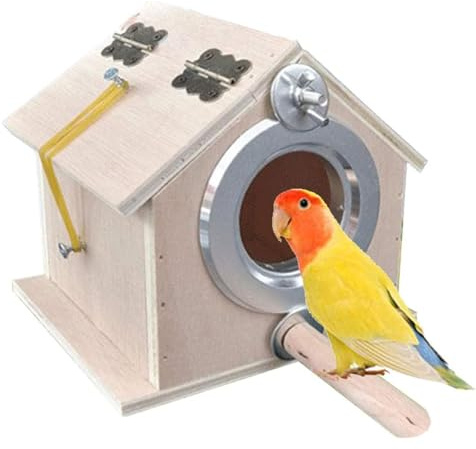 kathson Parakeet Nesting Box,Bird Nest House,Parrots Breeding Mating Hut,Cockatiel Nesting Box for Budgie,Lovebirds,Conure,Canary,Finch and Small Medium Birds (L: 7.87 * 7.08 * 5.9 inch)