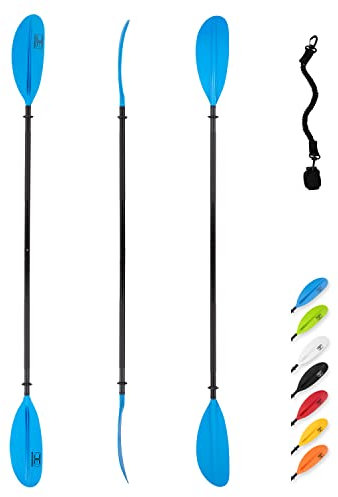 OCEANBROAD Kayak Paddle 95in/241cm Alloy Shaft Kayaking Boating Canoeing Oar with Paddle Leash 1 Paddle, Blue