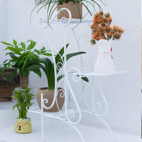 ZXCVB Scaffale per Piante,Balcone Vasi da Esterno,Piedistallo per Piante in Metallo Supporto per Fiori,Ripiani Garden Alzata Porta Piante Espositore per Esterni E Interni, Decorazione,White