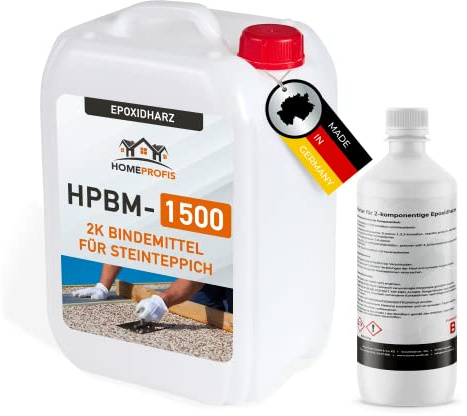 Home Profis® HPBM-1500 2K Epoxidharz Bindemittel für Steinteppich Innen & Außen (0,6kg) – Transparent, geruchsarm, ausreichend für 10kg Marmorkies