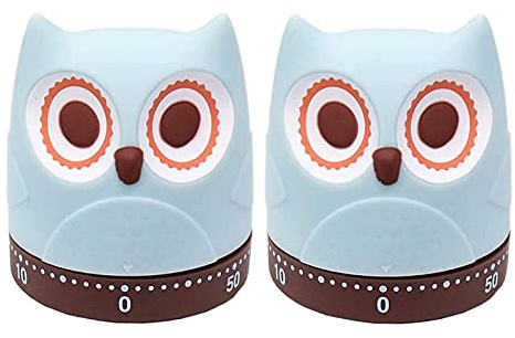 Cartoon Mechanical Kitchen Timer Cute Owl Countdown Timer with Loud Alarm Egg Timer Stopwatch for Cooking Game Baking Exercise 2 PC