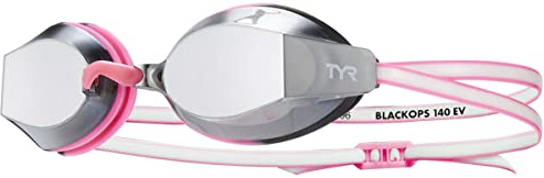 TYR Black Ops 140 EV Racing Mirrored Swim Goggles Women's Fit, Silver/Pink