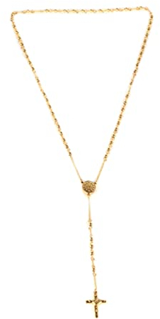 Daesar Kette Herren Edelstahl, mit Anhänger Kreuz Bead-Kette Dich Halskette Biker Gold Partnerkette