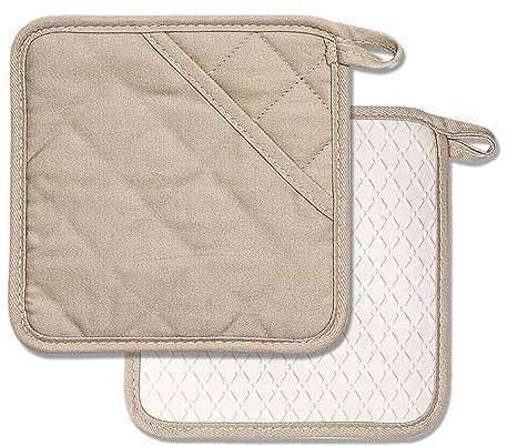 ZORR presine in silicone Set di 2, 18x18cm, resistente al calore presine da Cucina (BEIGE)