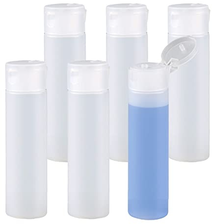 ZEOABSY 6 Pieces Empty 18ml Squeezable Translucent Flip Cap Plastic HDPE Bottles, Travel Soft Squeeze Cosmetic Tubes with Flip Top Screw Caps for Shampoo Soap Toner Refillable Containers