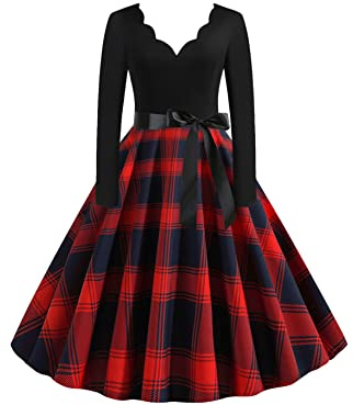 Yming Frauen Punktmuster Cocktailkleid V-Ausschnitt Kleider Elegantes Brautjungferkleid Festliche Hochzeitkleid