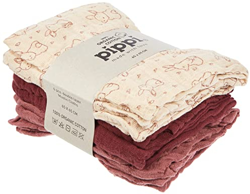 Pippi 6er Pack Unisex Baby Stoffwindel/Spucktuch/Mullwindel 65x65