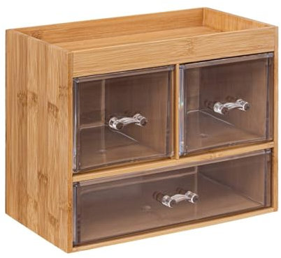 5five - boîte organiseur 3 tiroirs transparents selena bambou