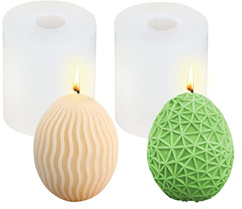 2 Pcs Easter Candle Mold,3D Easter Eggs Silicone Mould,Silicone Easter Moulds,Easter DIY Silicone Molds for Candles,Easter DIY Silicone Molds for Candles Resin Casting Mould,Candles Easter Gifts (A)