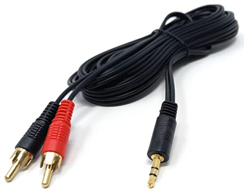 DRUT Cavo audio da 5 m da 3,5 mm a doppio RCA stereo, AUX, Phono, mini jack, splitter a Y, cavo splitter per cuffie, adattatore splitter RCA, connettori dorati