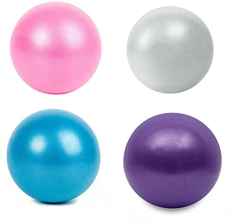 Naisfei Lot de 4 Pilates Ballon de Gymnastique,25cm Yoga Ball,Petit Ballon de Gymnastique avec Paille Gonflable, Balle de Fitness pour Sport, Yoga, Pilates