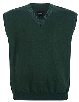 Krumba Uomini Maglione Gilet per più Misurare: Grande Alto V Collo Senza Maniche Lavorare Maglia Cotone Maglione Verde 6XL